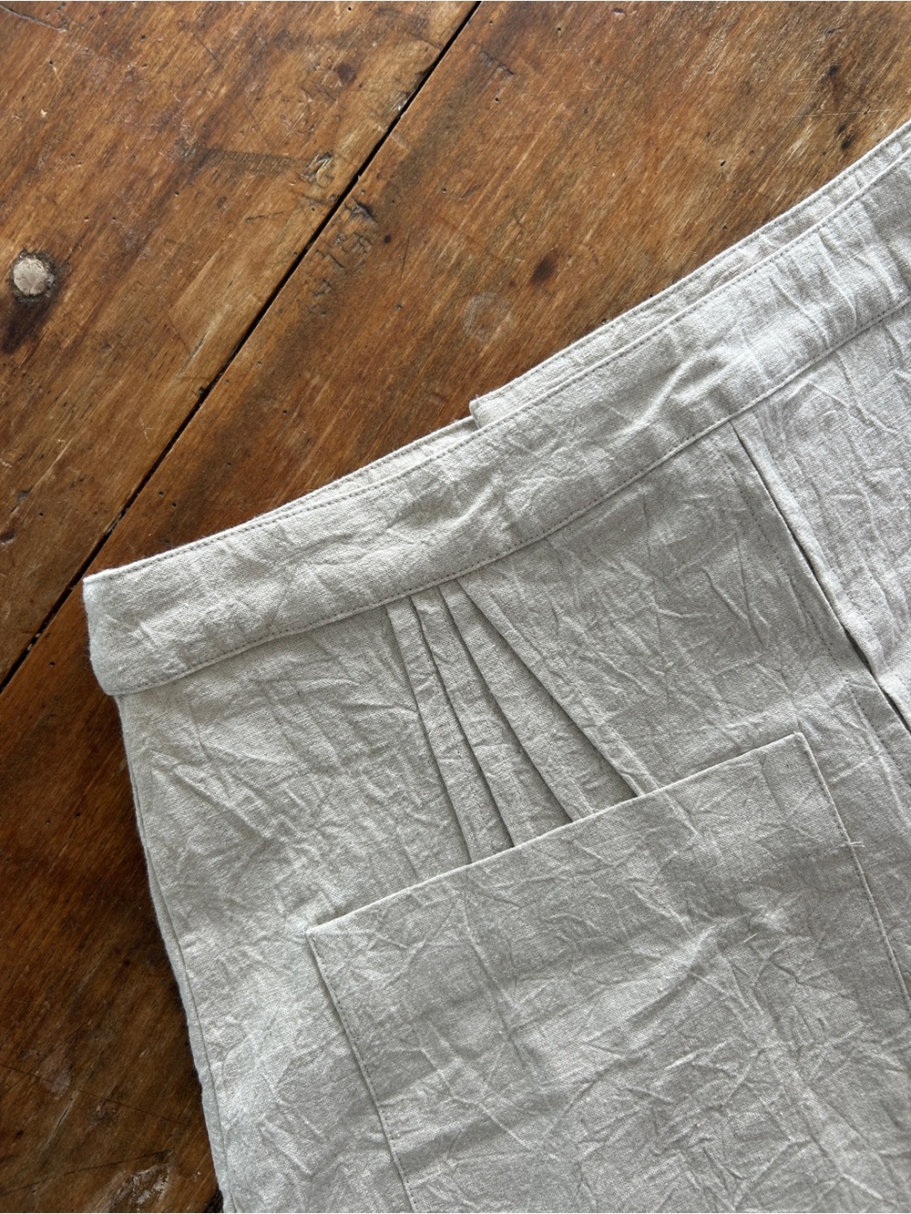 $275 Emma Rothkopf Linen Cotton Mini Pleated Tennis Skirt Large L Natural / Ecru - Picture 6 of 8